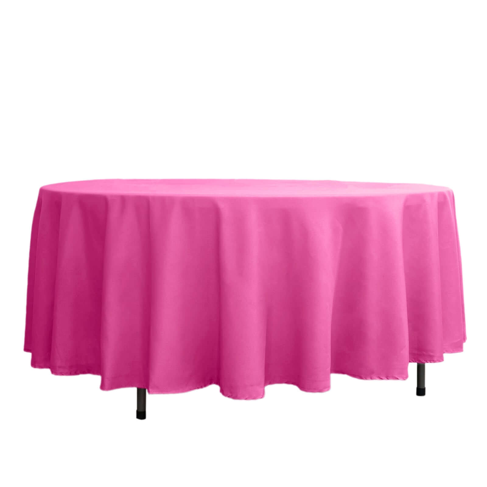 Polyester 108" Round Tablecloth Fuchsia - Wrinkle-Resistant Table Cover Tablecloths HIER_2111