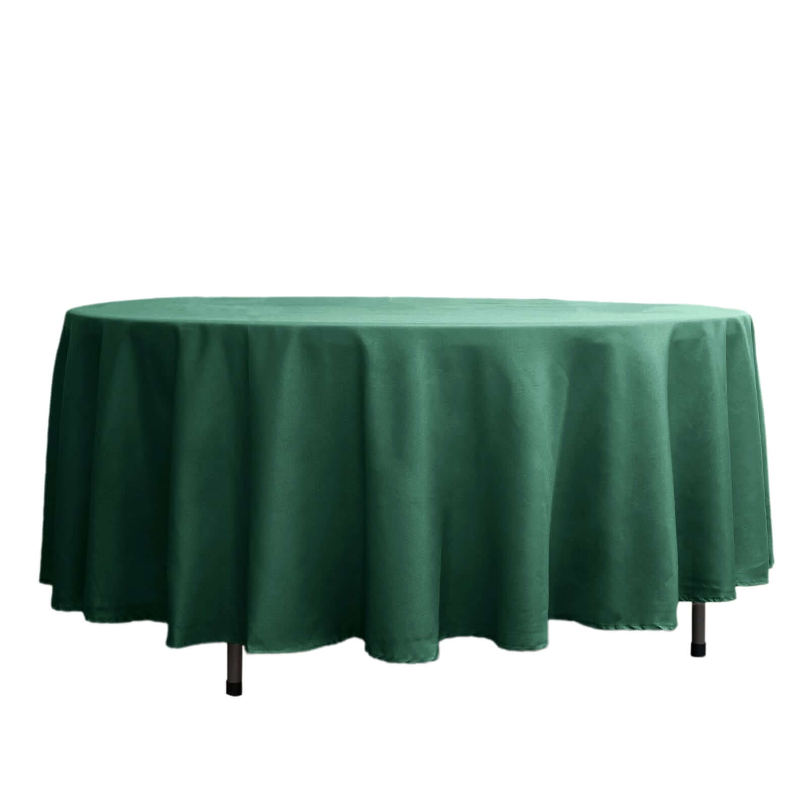 Polyester 108" Round Tablecloth Hunter Emerald Green - Wrinkle-Resistant Table Cover Tablecloths HIER_2111