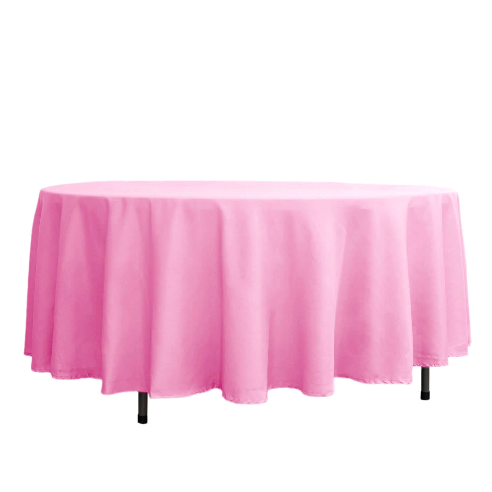Polyester 108" Round Tablecloth Pink - Wrinkle-Resistant Table Cover Tablecloths HIER_2111