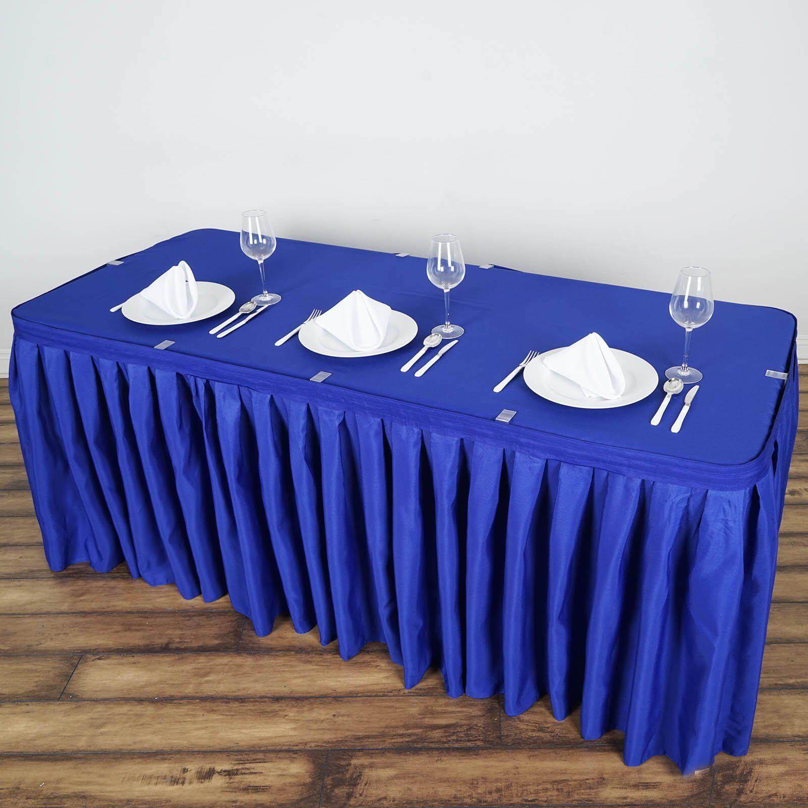 Polyester 14ft Table Skirt Royal Blue - Classic Pleated Design Table Skirts HIER_2210
