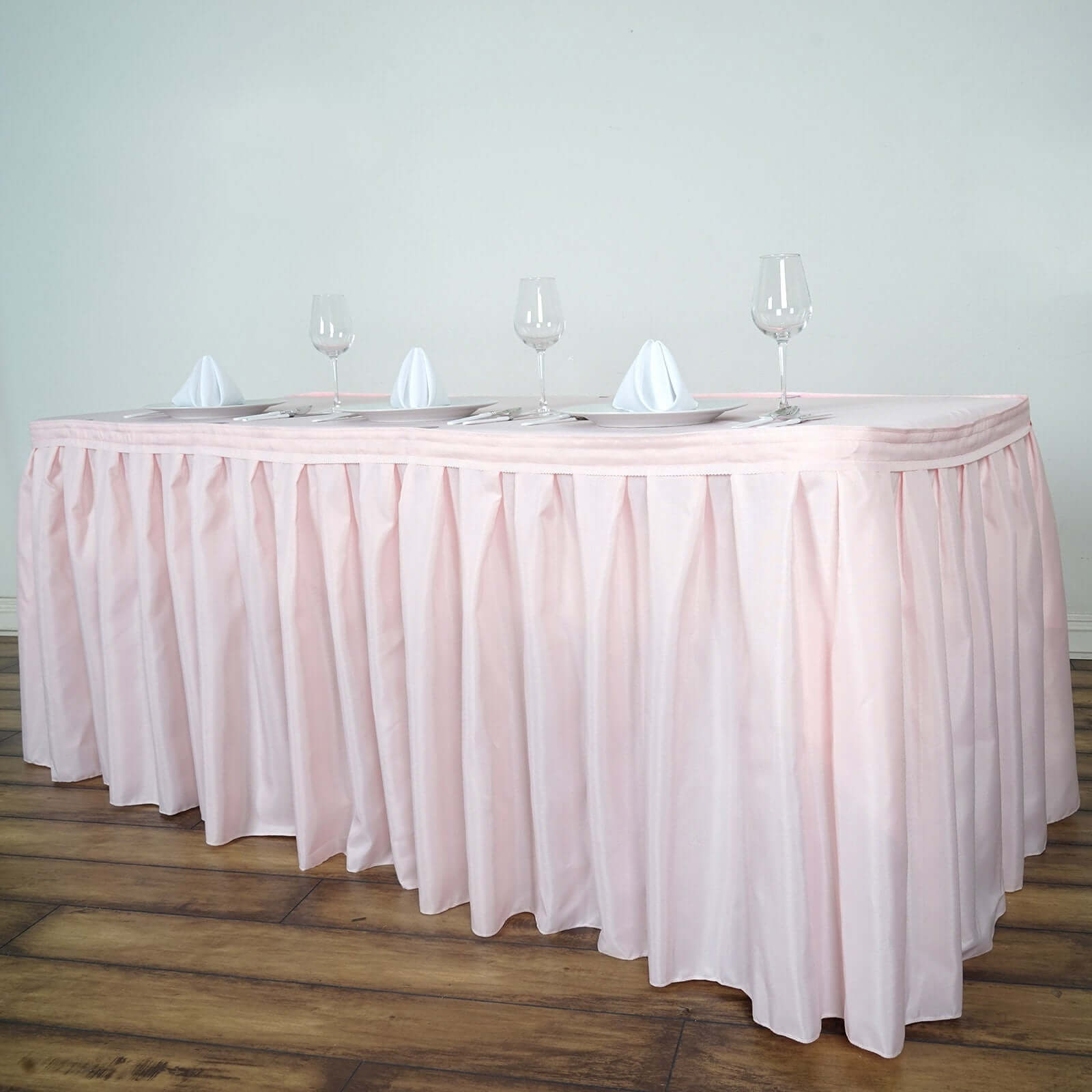 Polyester 17ft Table Skirt Blush - Classic Pleated Design Table Skirts HIER_2210