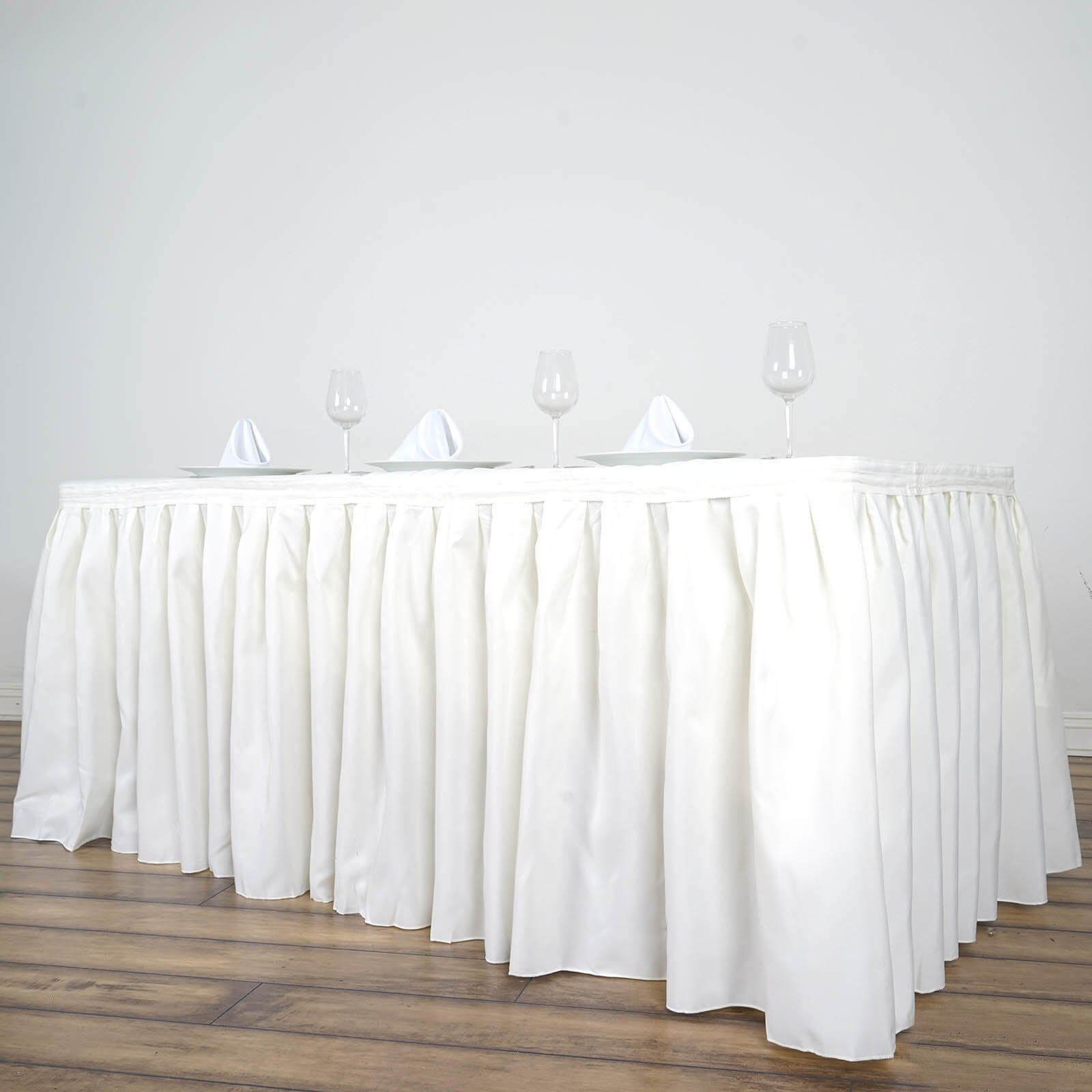 Polyester 17ft Table Skirt Ivory - Classic Pleated Design Table Skirts HIER_2210