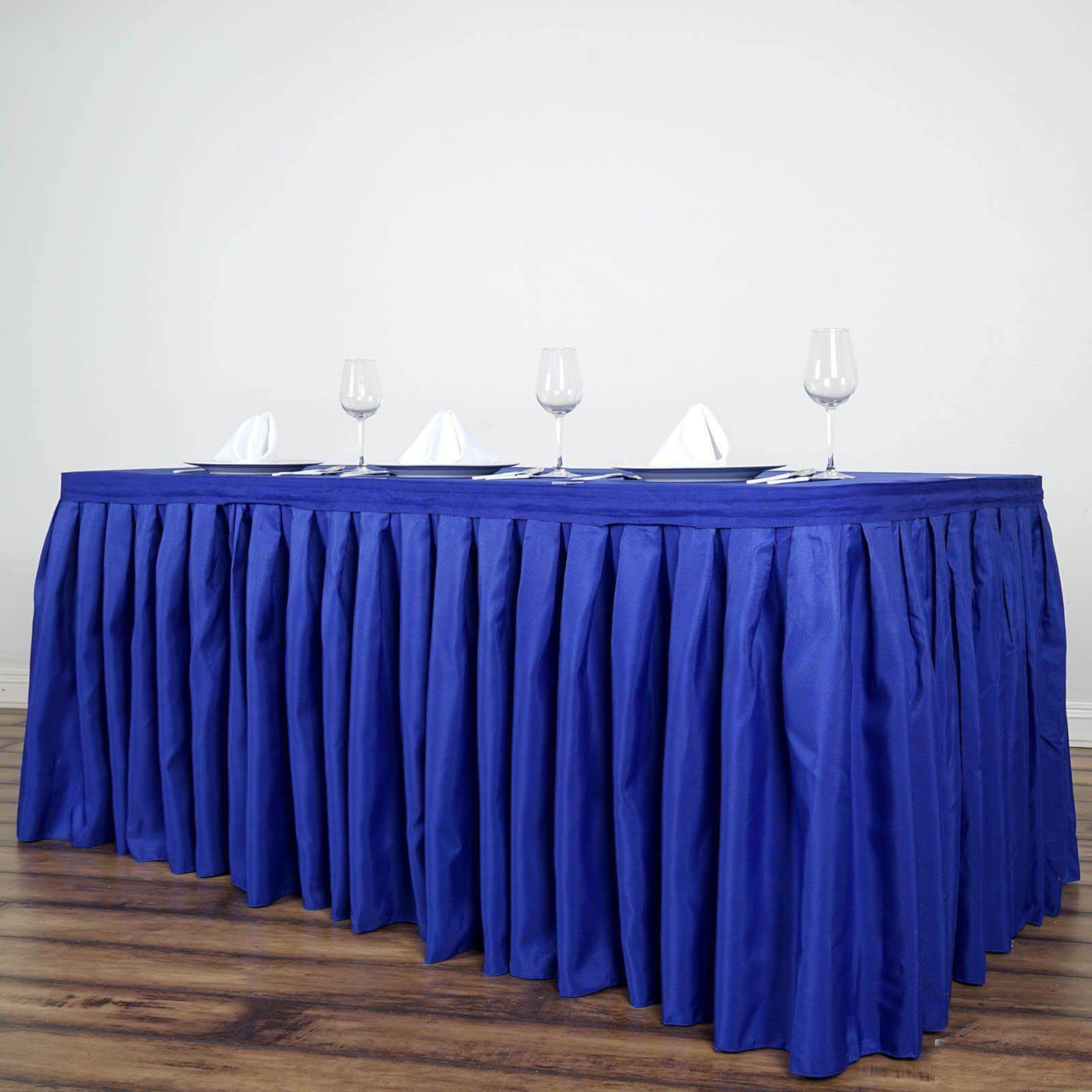 Polyester 17ft Table Skirt Royal Blue - Classic Pleated Design Table Skirts HIER_2210