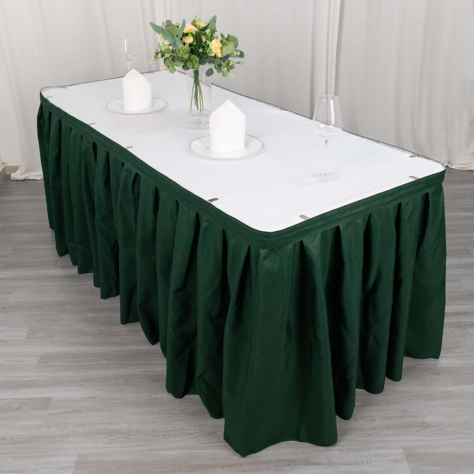 Polyester 21ft Table Skirt Hunter Emerald Green - Classic Pleated Design Table Skirts HIER_2210