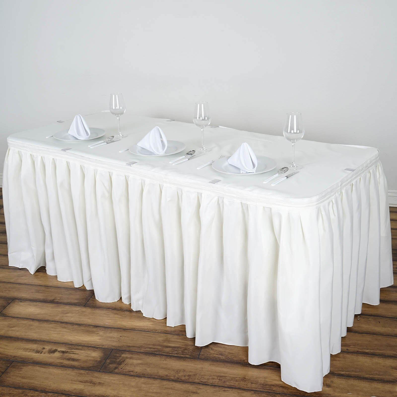 Polyester 21ft Table Skirt Ivory - Classic Pleated Design Table Skirts HIER_2210