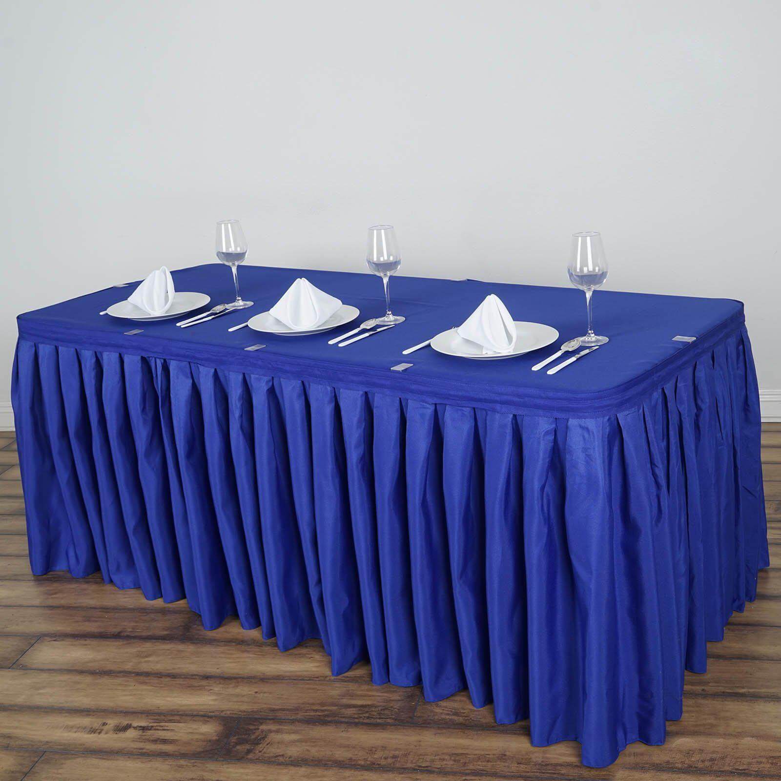 Polyester 21ft Table Skirt Royal Blue - Classic Pleated Design Table Skirts HIER_2210