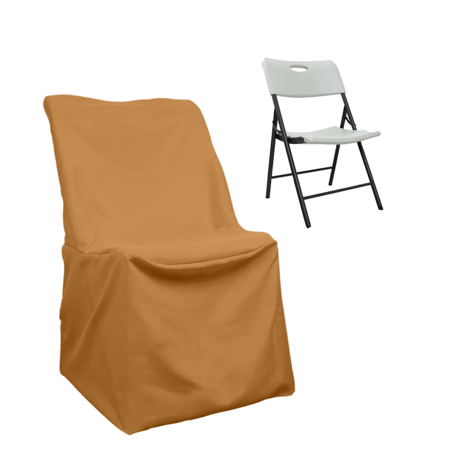 Polyester Chair Cover for Folding Lifetime Chairs Gold - Reusable Durable Slip-On Cover Chair Covers HIER_3210