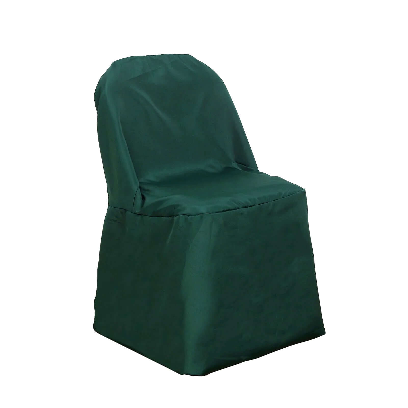 Polyester Slip On Folding Chair Covers Hunter Emerald Green - Stain-Resistant Reusable Durable Fabric Chair Covers HIER_3210
