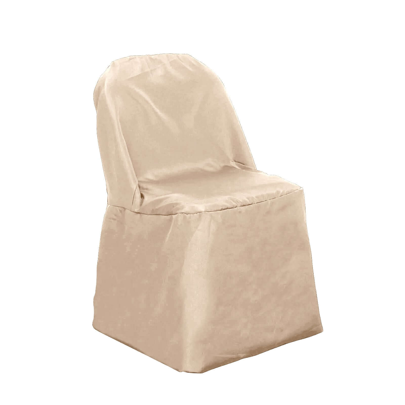 Polyester Slip On Folding Chair Covers Nude - Stain-Resistant Reusable Durable Fabric Chair Covers HIER_3210