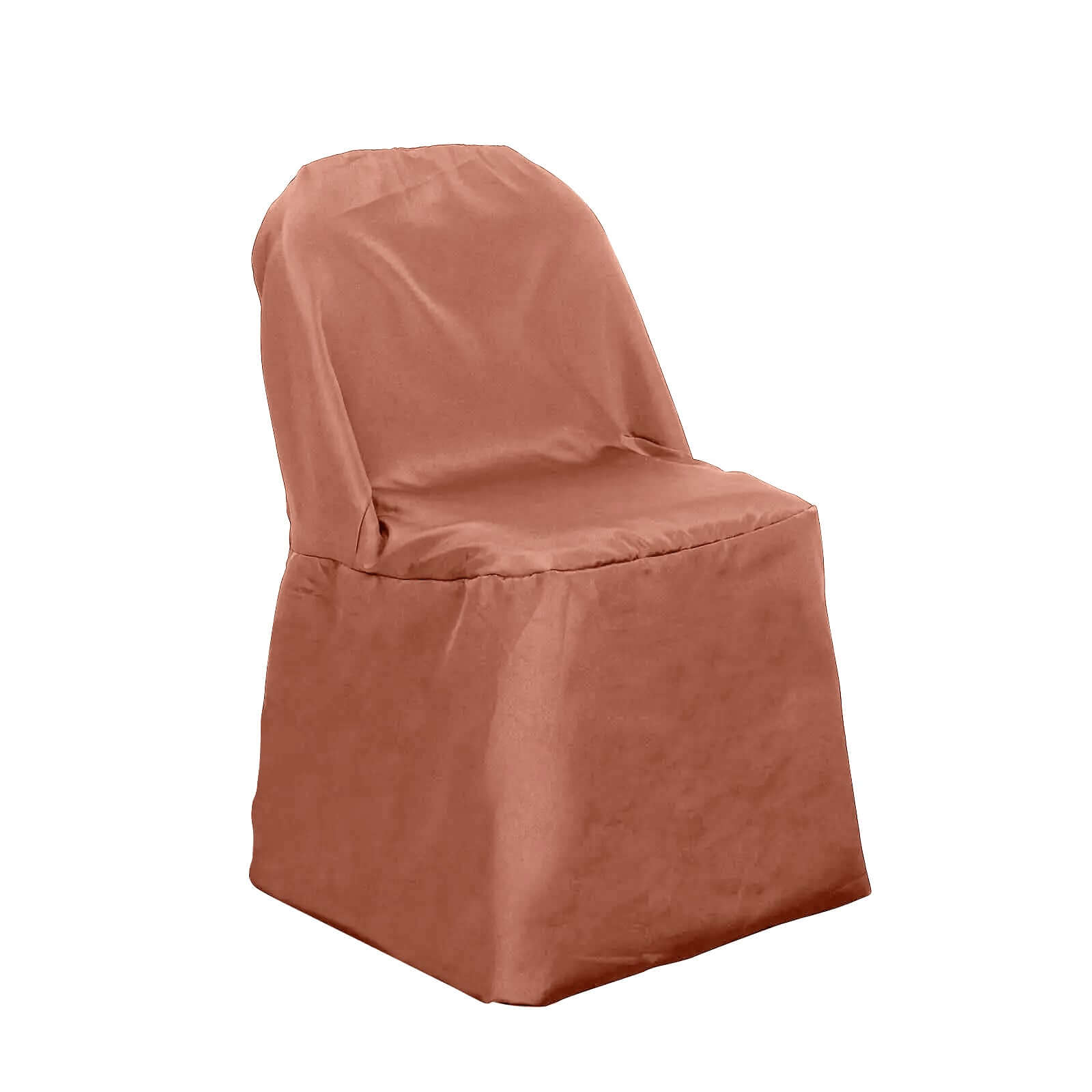 Polyester Slip On Folding Chair Covers Terracotta (Rust) - Stain-Resistant Reusable Durable Fabric Chair Covers HIER_3210