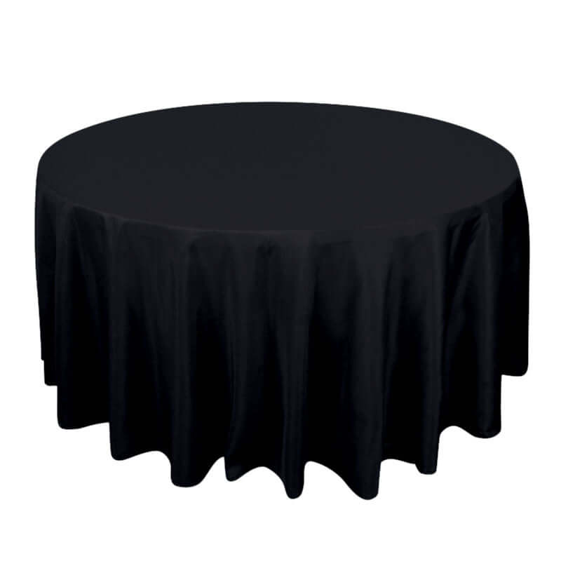 Premium Polyester 120" Round Tablecloth Black - Seamless 220GSM Wrinkle-Resistant Design for Classy Events Tablecloths HIER_2181
