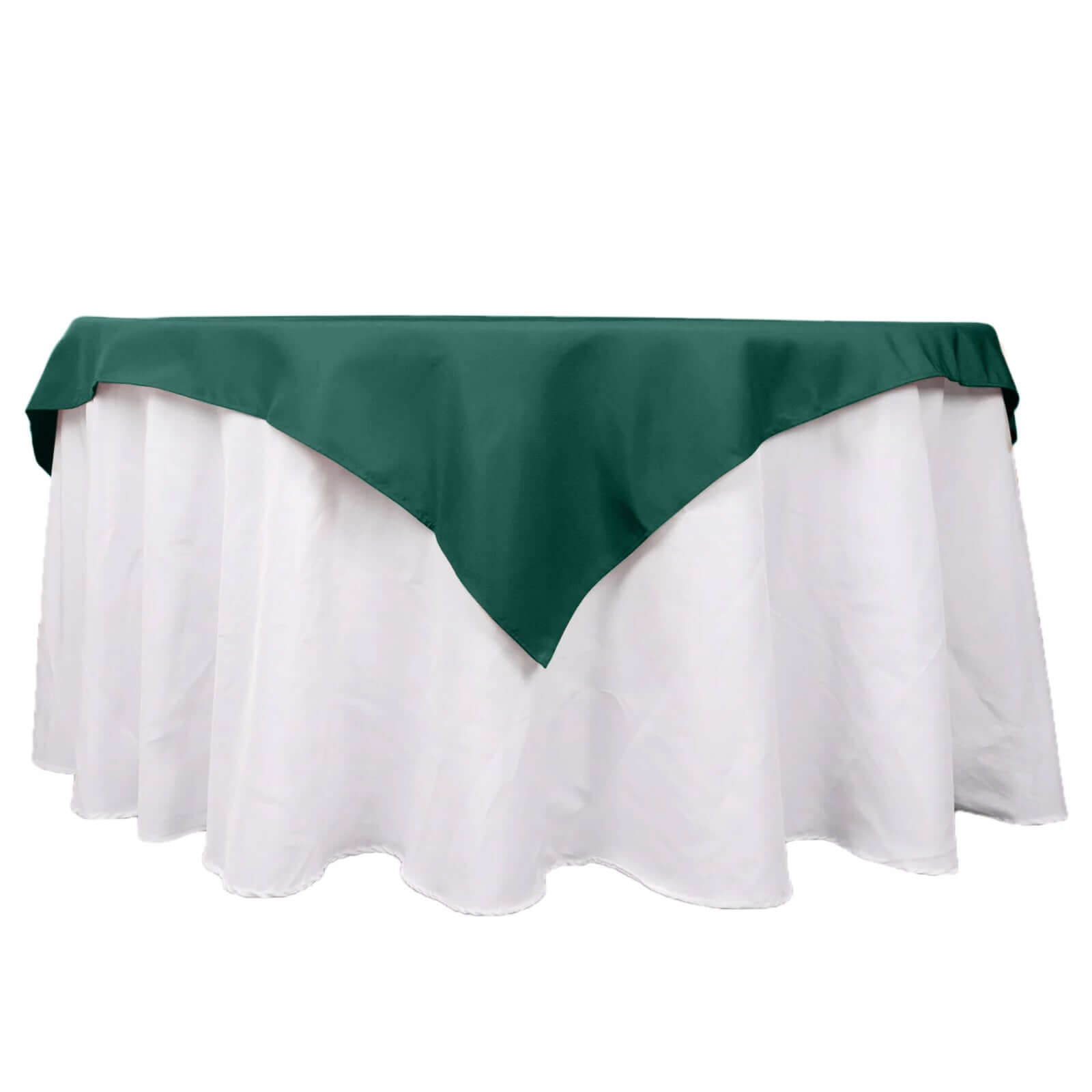 Premium Polyester 54"x54" Table Overlay Square Tablecloth Hunter Emerald Green - 220GSM Stain and Wrinkle-Resistant Table Topper Overlays HIER_2181