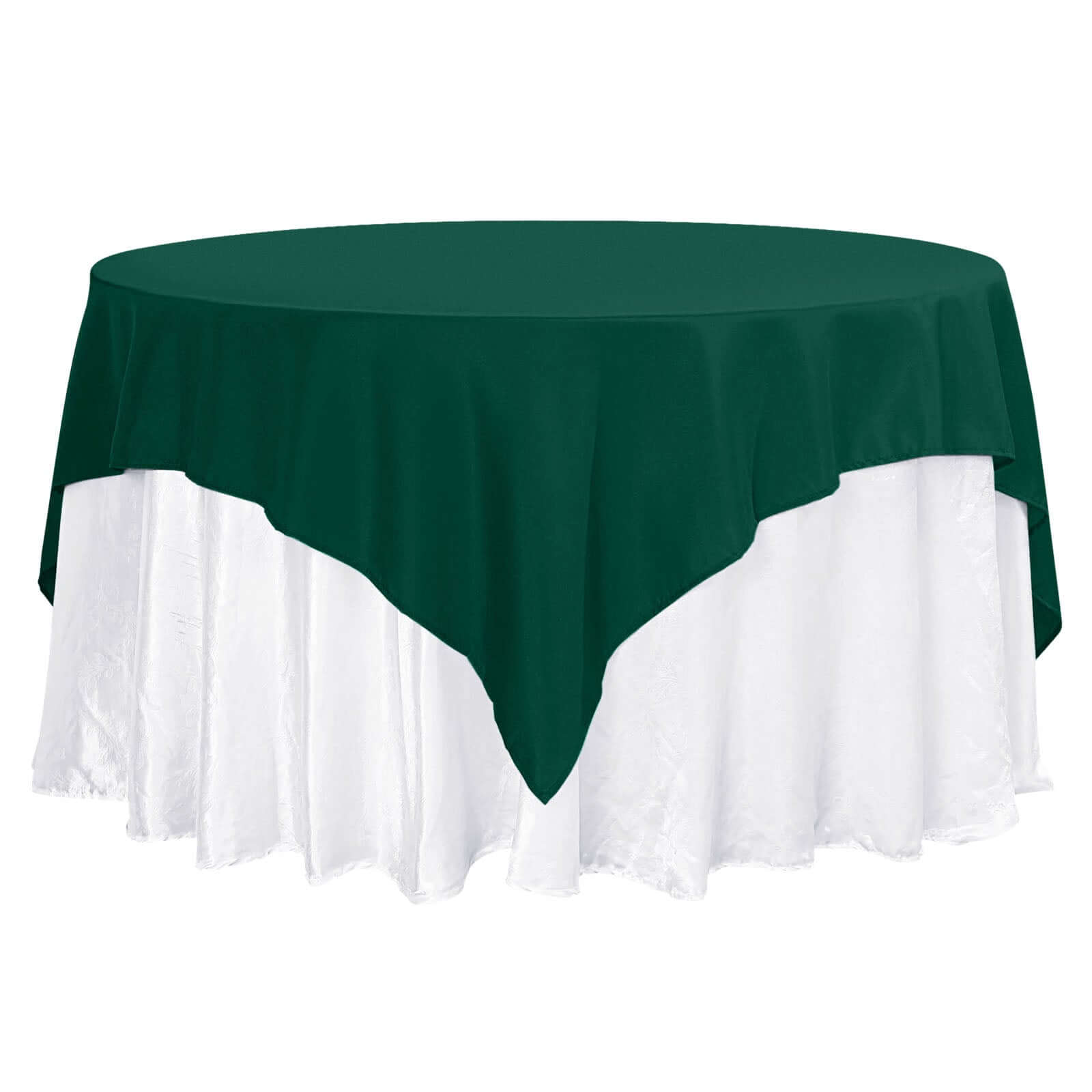 Premium Polyester 70"x70" Table Overlay Square Tablecloth Hunter Emerald Green 220GSM Wrinkle-Resistant Table Cover Overlays HIER_2181