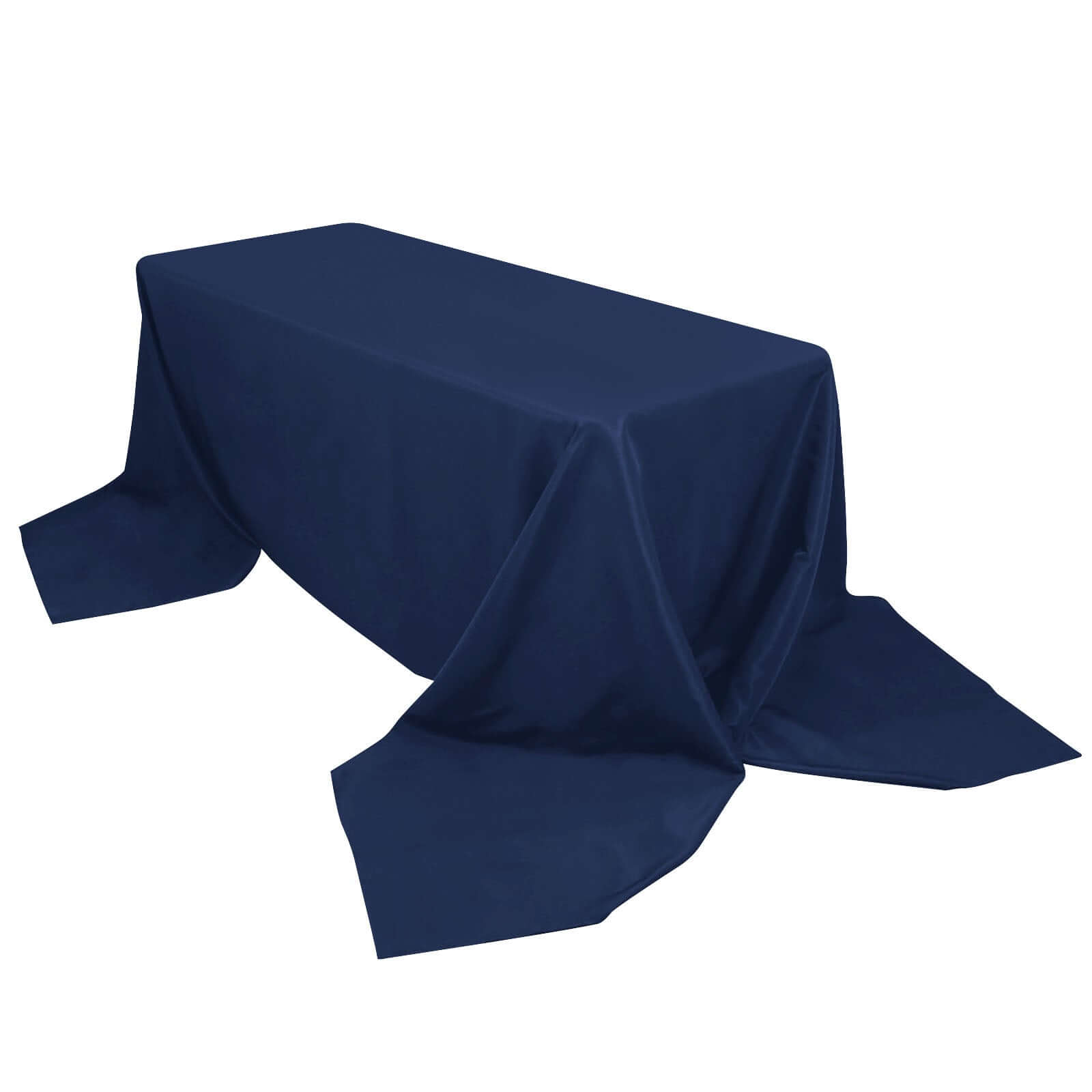 Premium Polyester 90"x156" Rectangle Tablecloth Navy Blue - Seamless 220GSM Stain-Resistant Table Cover Tablecloths HIER_2181