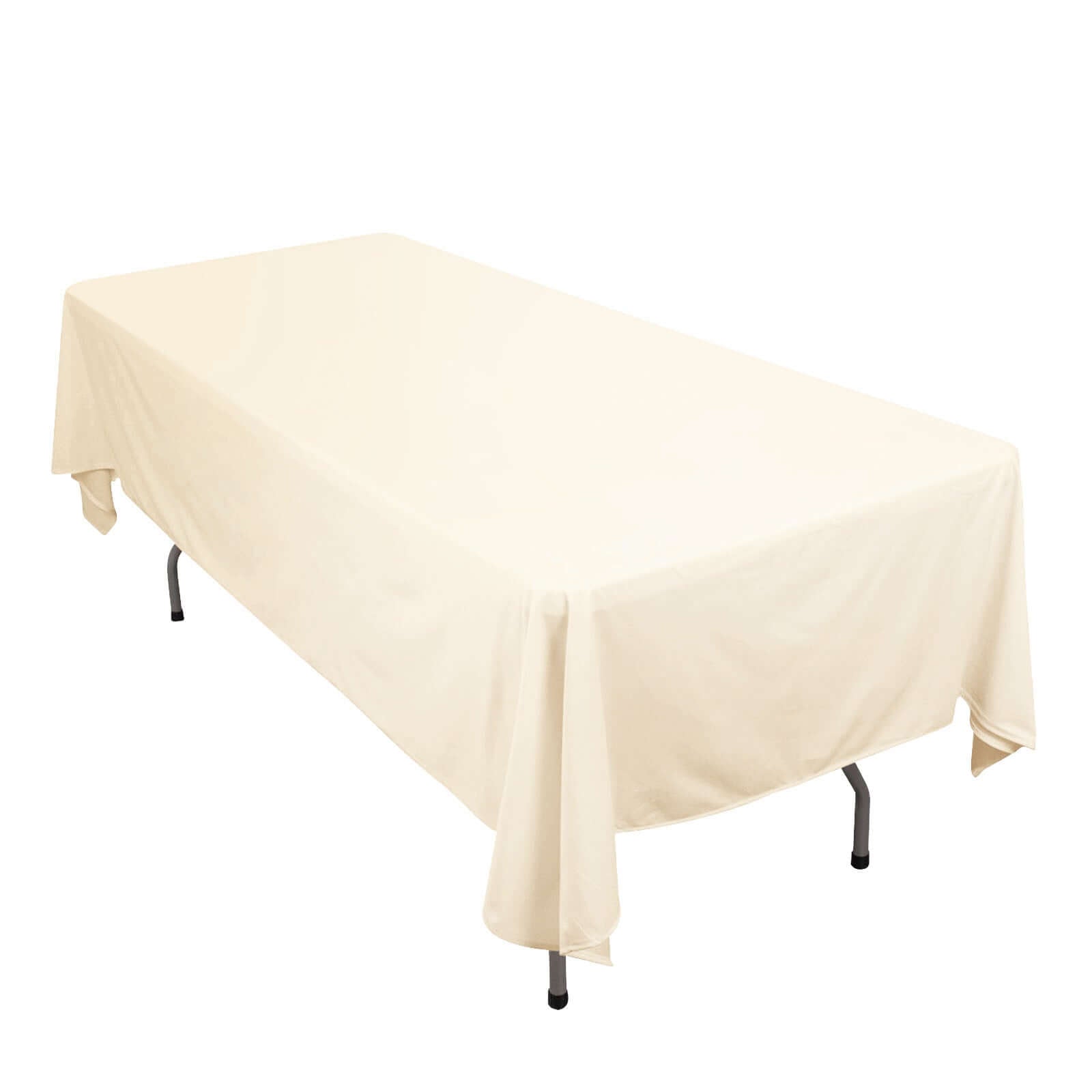Premium Scuba Rectangular 60"x102" Tablecloth Beige - Wrinkle Free & Stain Resistant Table Cover Tablecloths HIER_2182