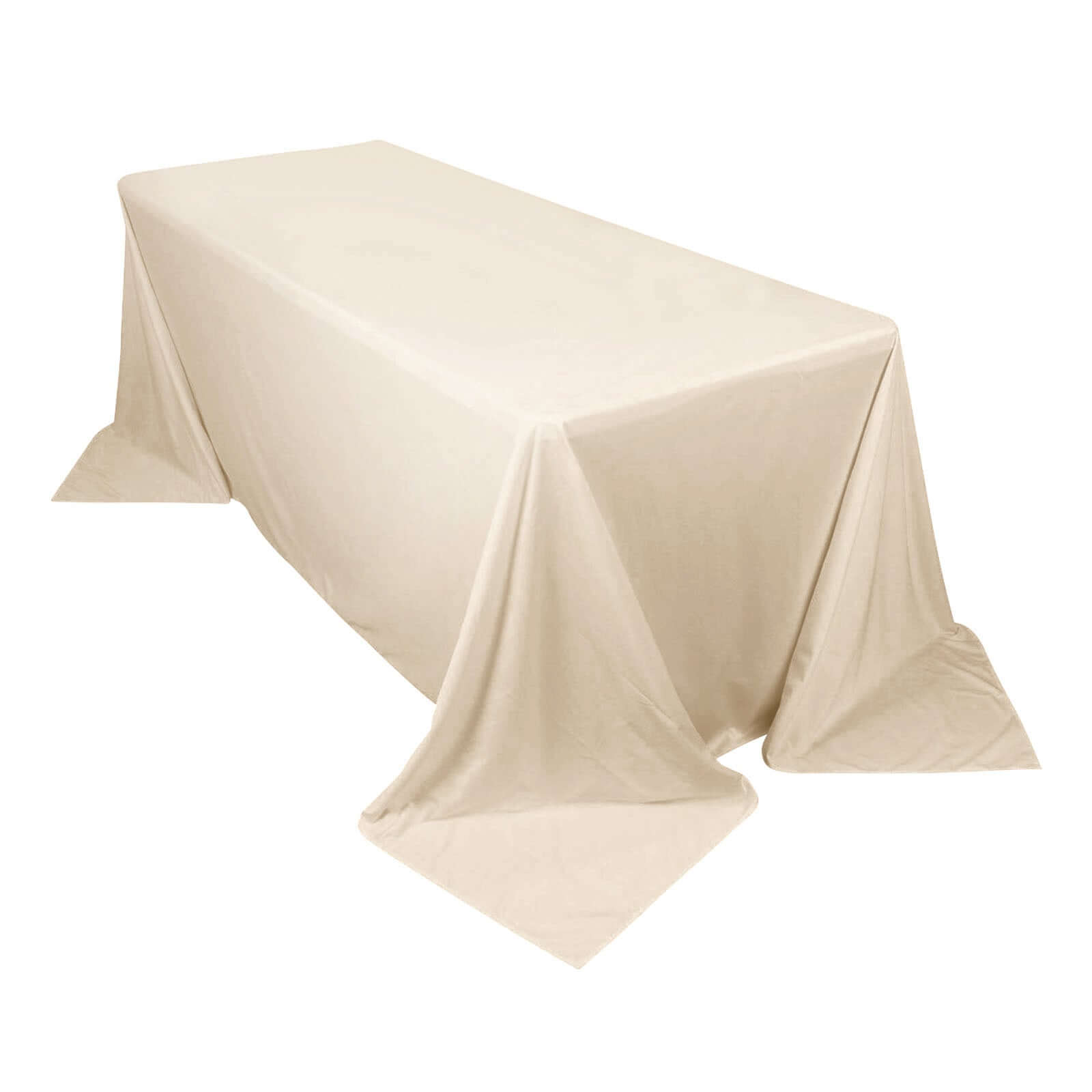 Premium Scuba Rectangular 90"x132" Tablecloth Beige - Wrinkle Free, Stain Resistant & Seamless Table Cover Tablecloths HIER_2182