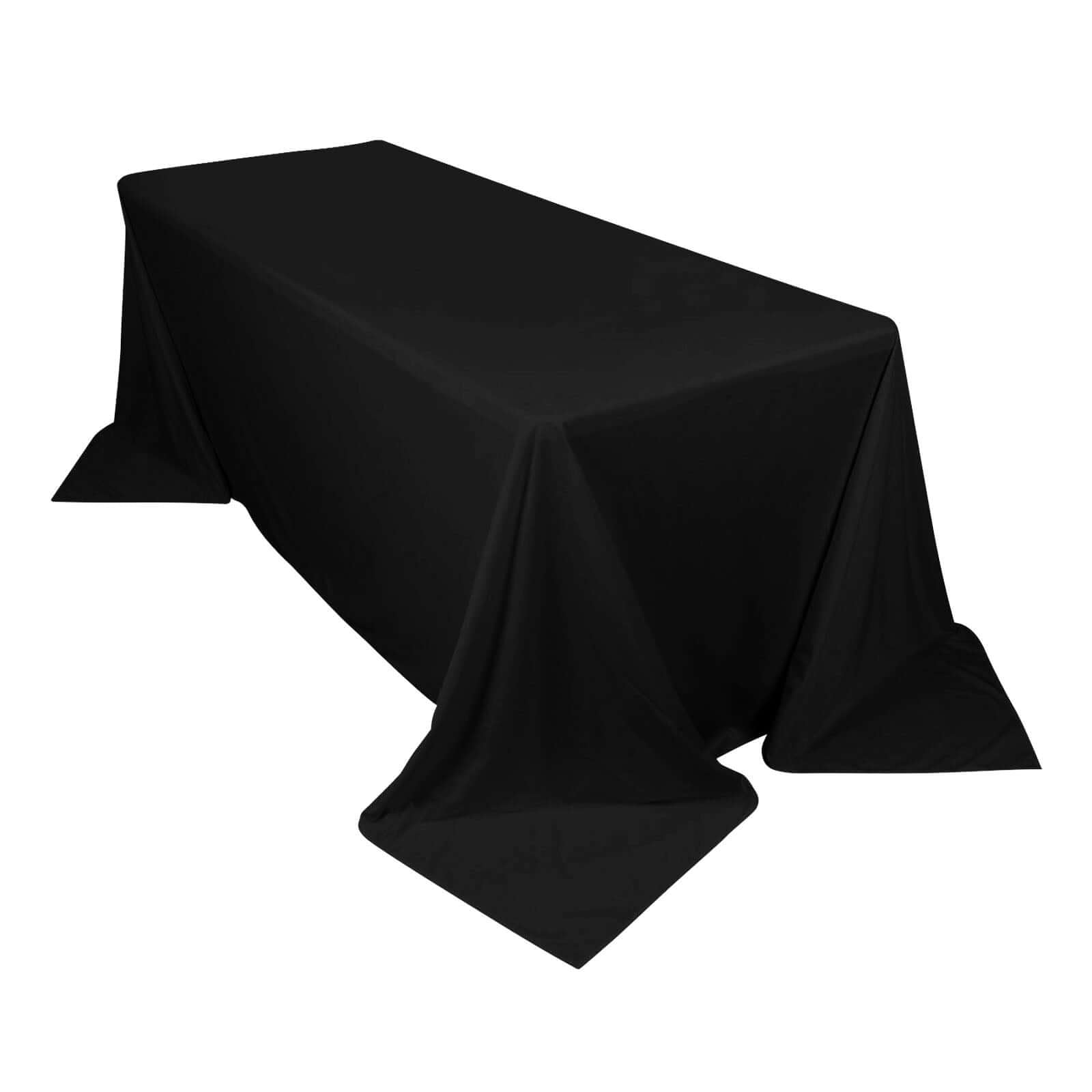 Premium Scuba Rectangular 90"x132" Tablecloth Black - Wrinkle Free, Stain Resistant & Seamless Table Cover for Weddings and Parties Tablecloths HIER_2182