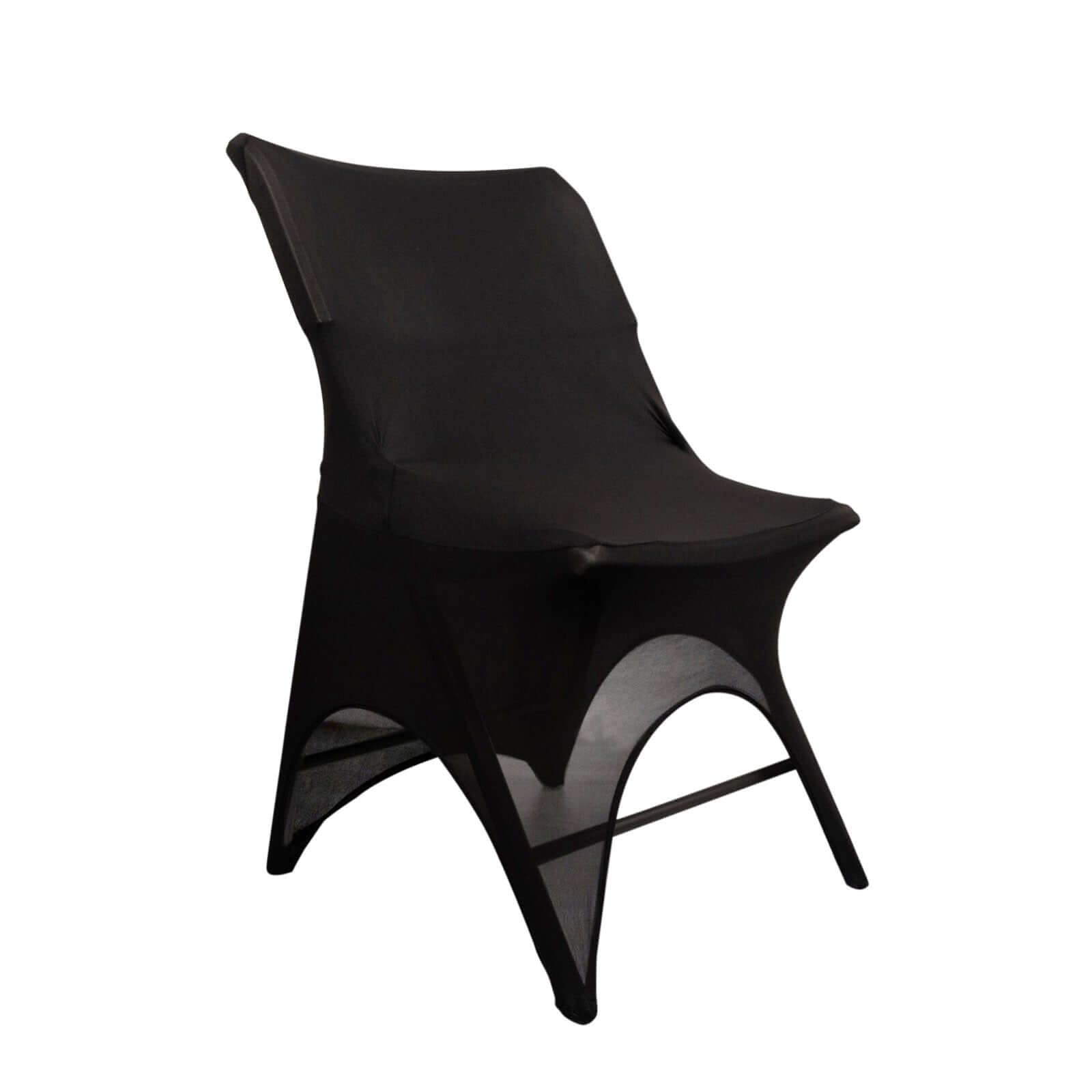 Premium Stretch Spandex Chair Cover Black for Folding Chairs - 3-Way Open Arch 160GSM Fitted Slipcover with Reinforced Foot Pockets Chair Covers HIER_3221