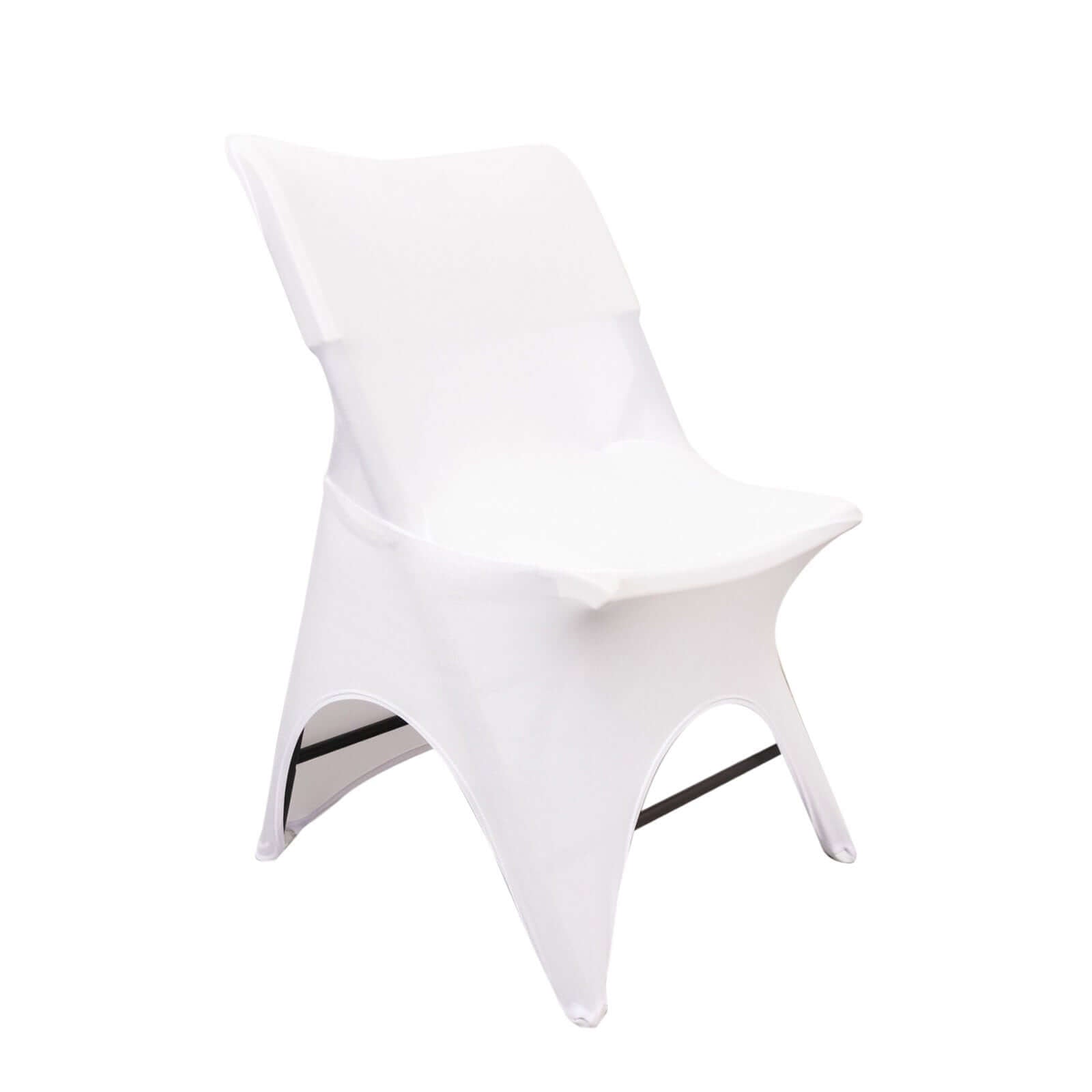 Premium Stretch Spandex Chair Cover White for Folding Chairs - Stylish 3-Way Open Arch 160GSM Fitted Slipcover with Reinforced Foot Pockets Chair Covers HIER_3221