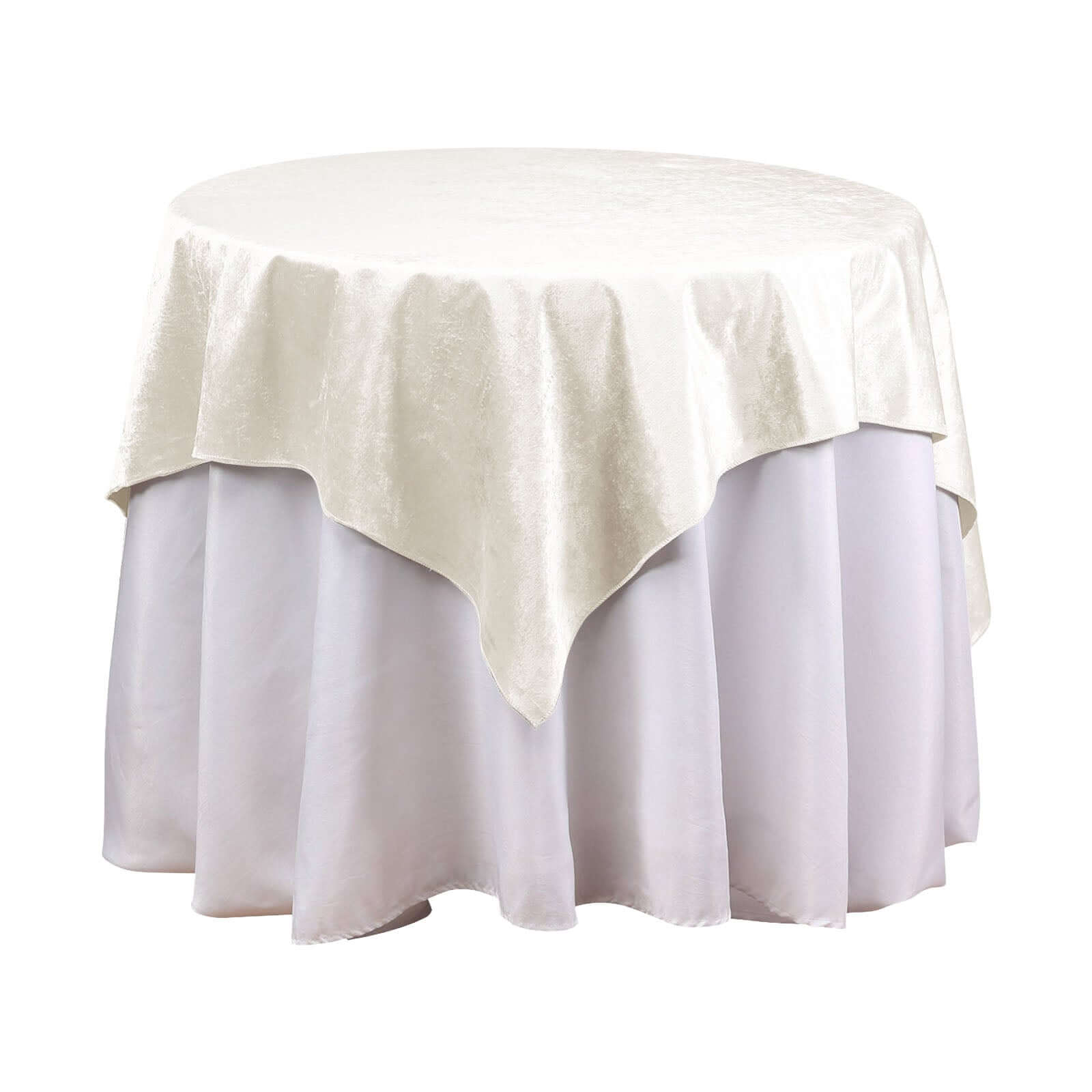 Premium Velvet 54"x54" Square Table Overlay Square Tablecloth Ivory - Exquisite Soft Textured Feel Reusable Table Cover Overlays HIER_2160
