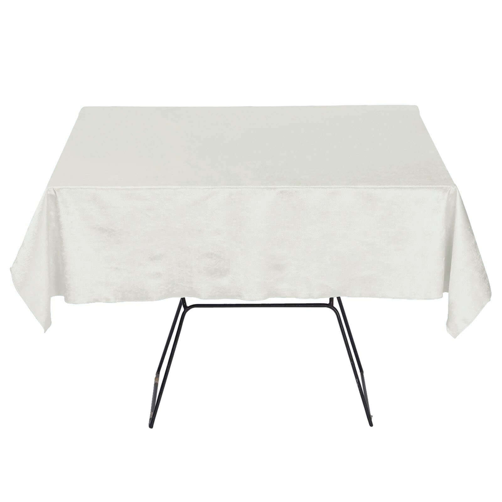 Premium Velvet 54"x54" Square Tablecloth Ivory - Exquisite Soft Textured Feel Reusable Table Cover Tablecloths HIER_2160
