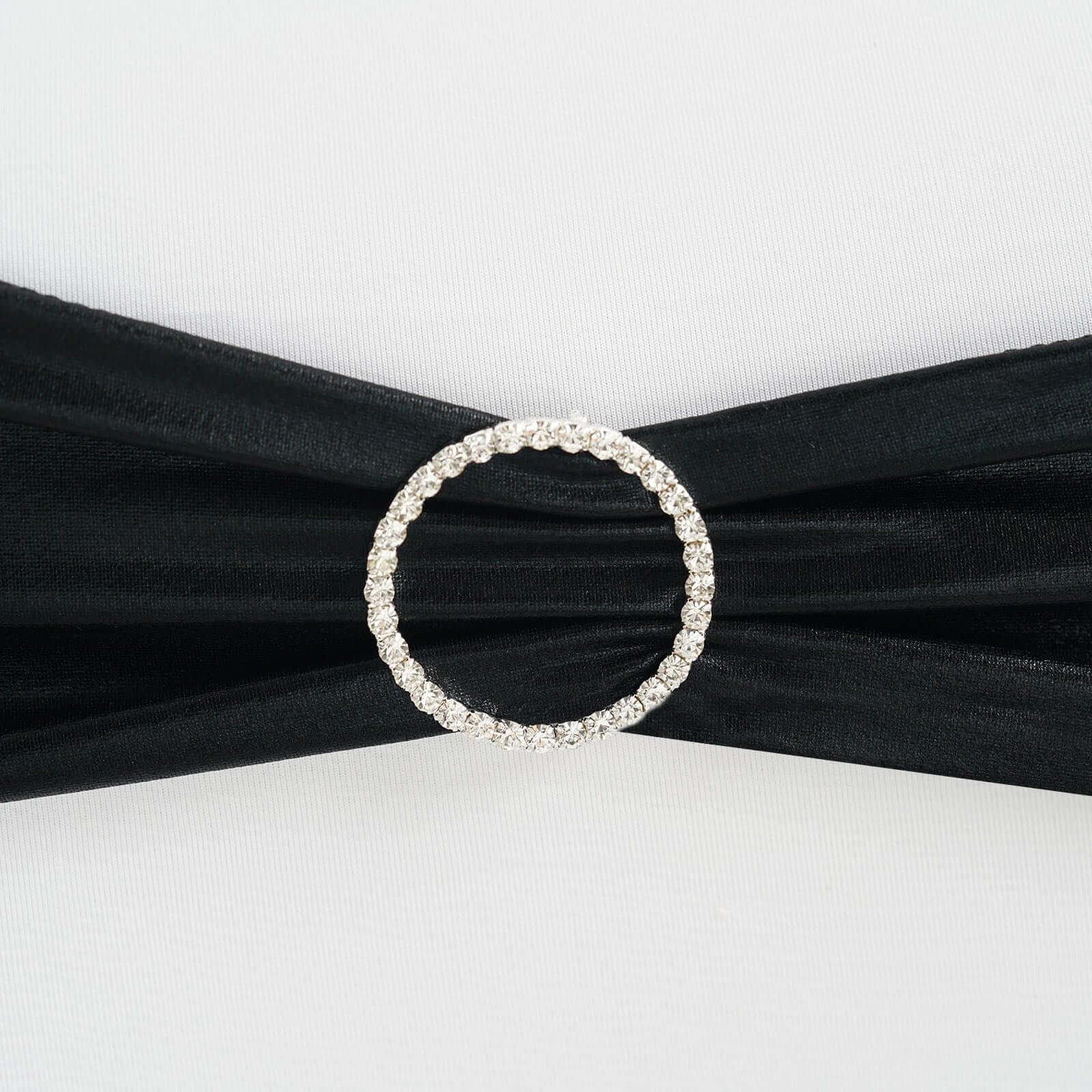 Rhinestone Chair Sash Band Buckle Silver 2" Circle Metal - Glittering Diamond Bow Pin for Chair Sashes & Wedding Decor Chair Sashes HIER_3360