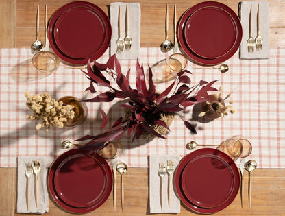 Cranberry and Gold Round High End Plastic Plates (10 Pack) - Edge