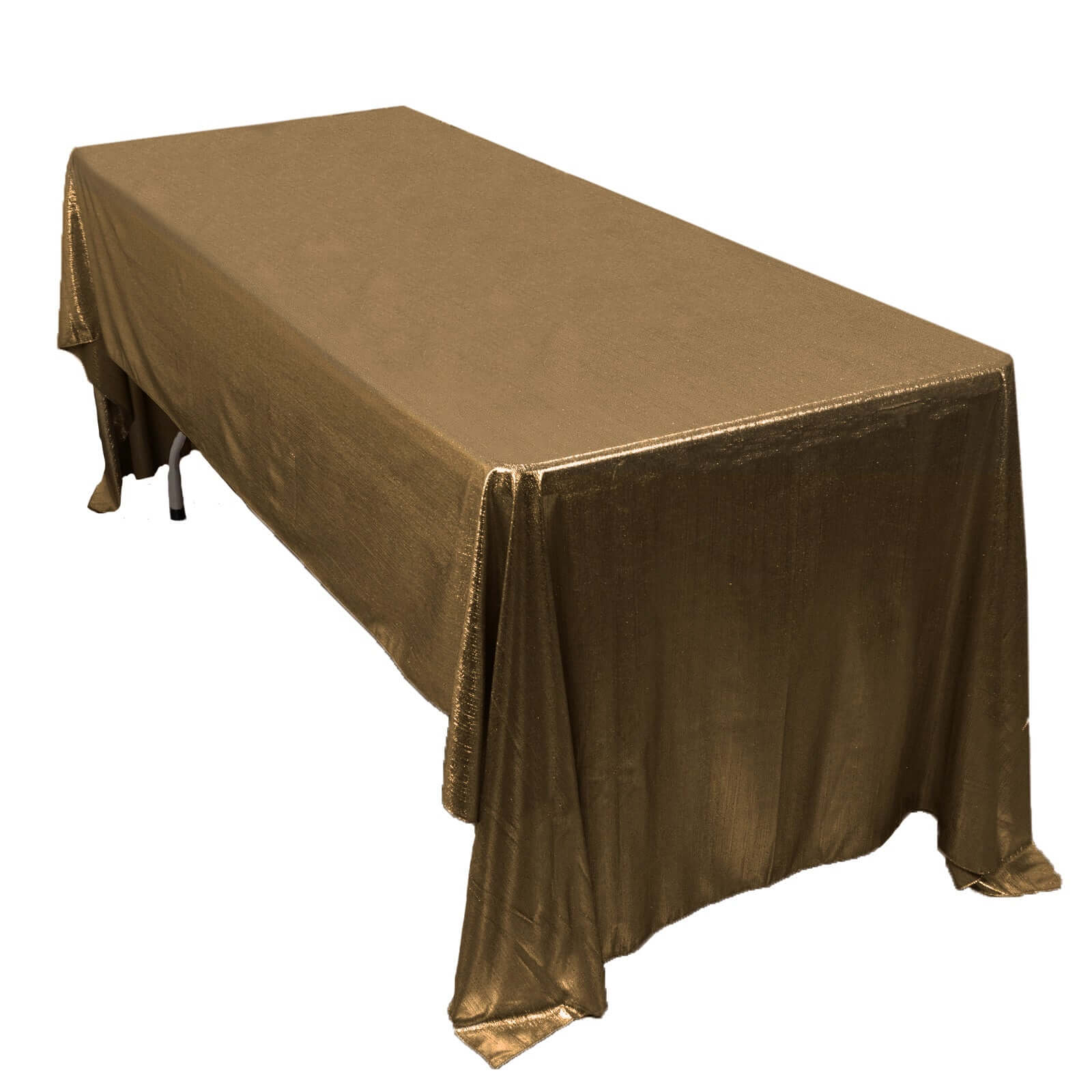 Sequin Dots Polyester 60"x126" Rectangle Tablecloth Shimmering Antique Gold - Wrinkle Free & Sparkling Table Cover Tablecloths HIER_2122