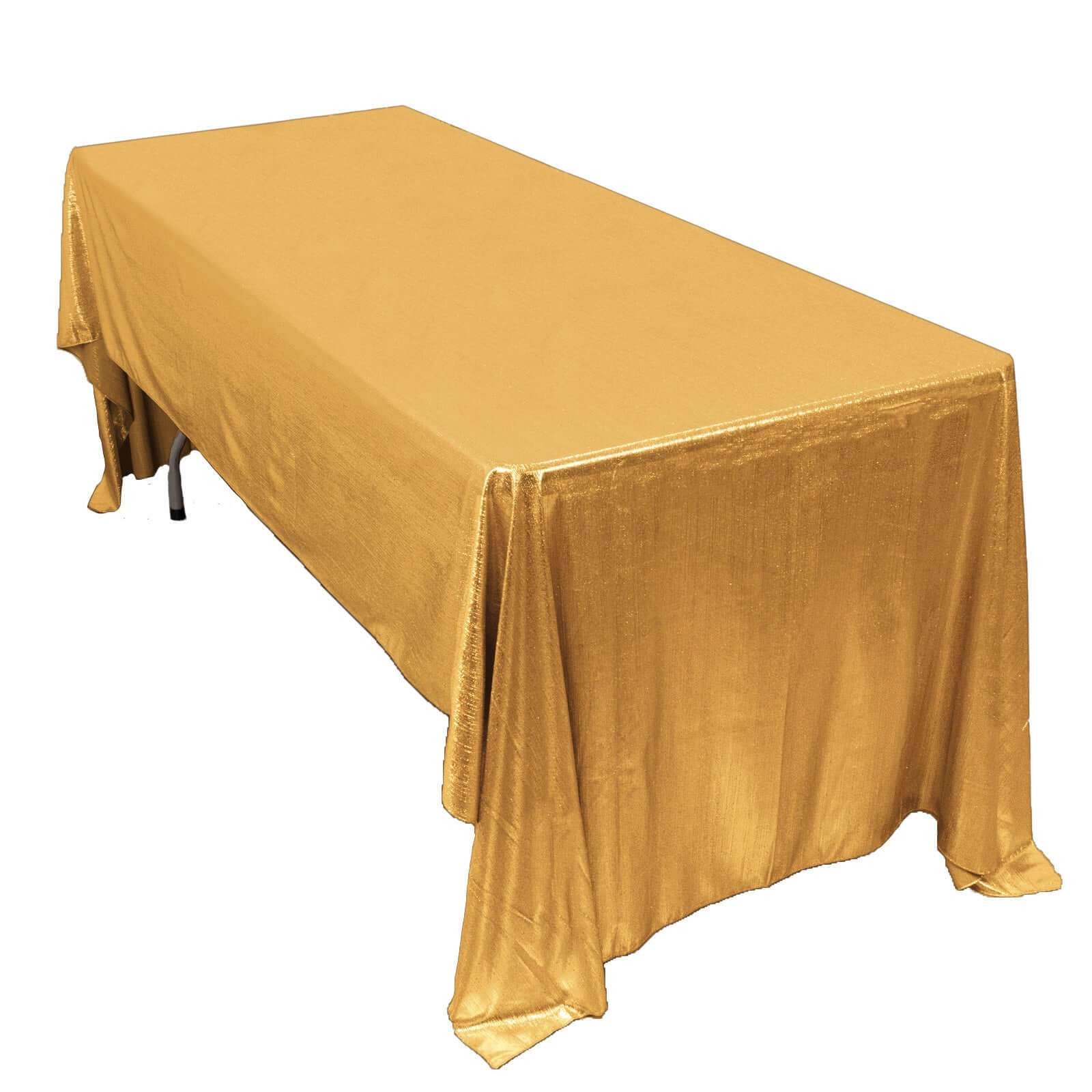 Sequin Dots Polyester 60"x126" Rectangle Tablecloth Shimmering Gold - Wrinkle Free & Sparkling Table Cover for Stylish Event Decor Tablecloths HIER_2122