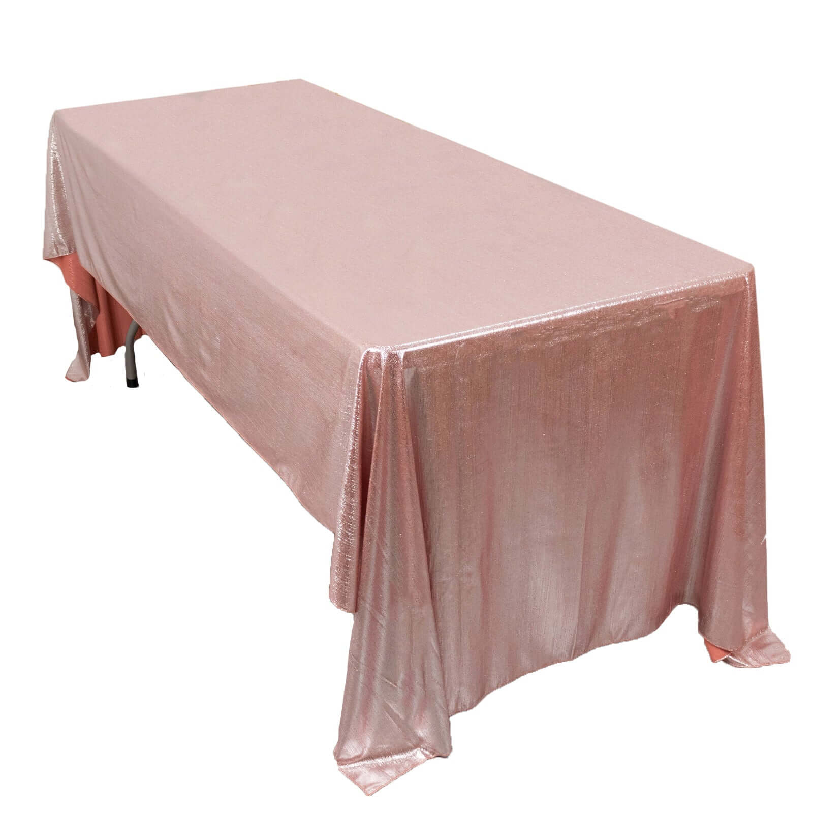 Sequin Dots Polyester 60"x126" Rectangle Tablecloth Shimmering Rose Gold - Wrinkle Free & Sparkling Table Cover Tablecloths HIER_2122