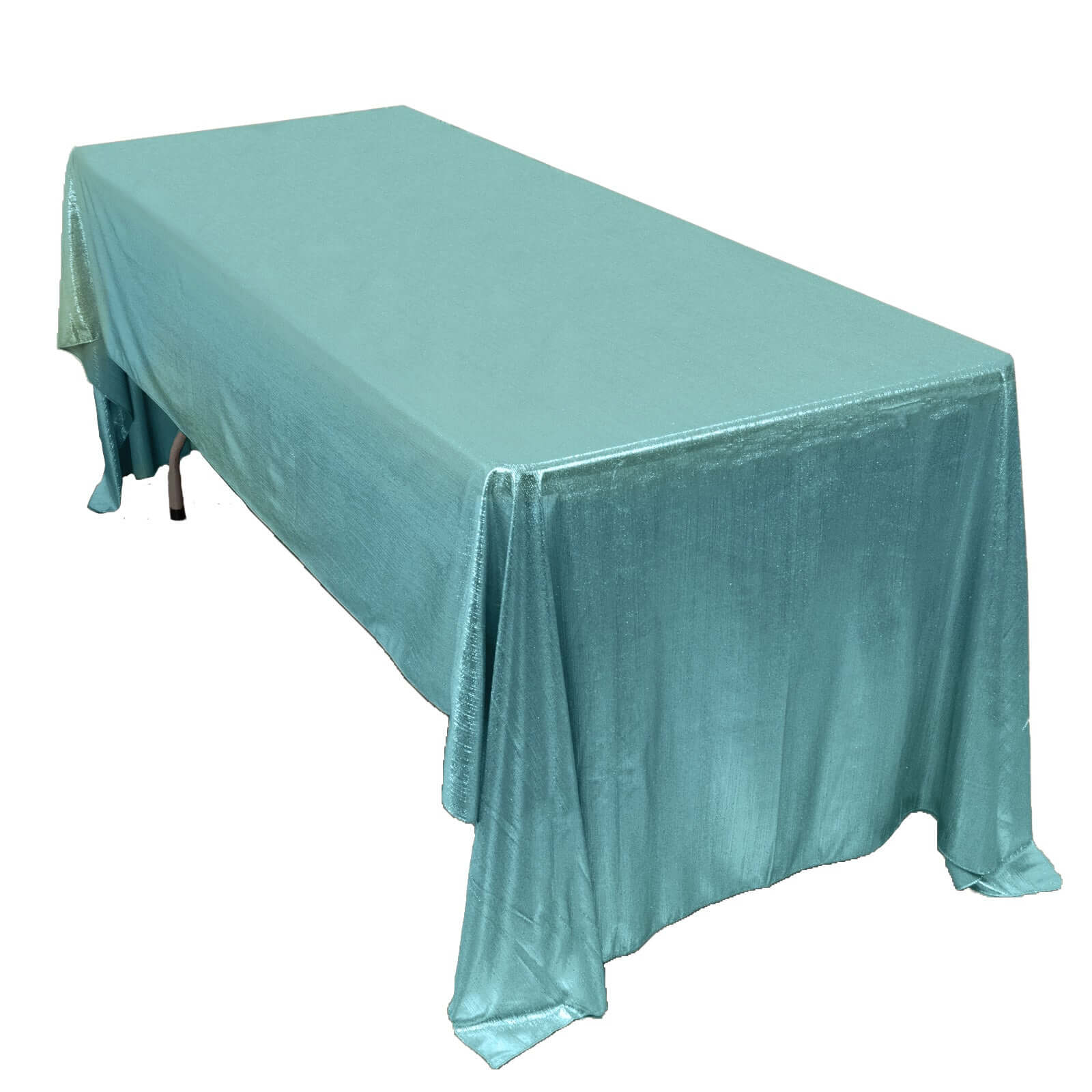 Sequin Dots Polyester 60"x126" Rectangle Tablecloth Shimmering Turquoise - Wrinkle Free & Sparkling Table Cover Tablecloths HIER_2122