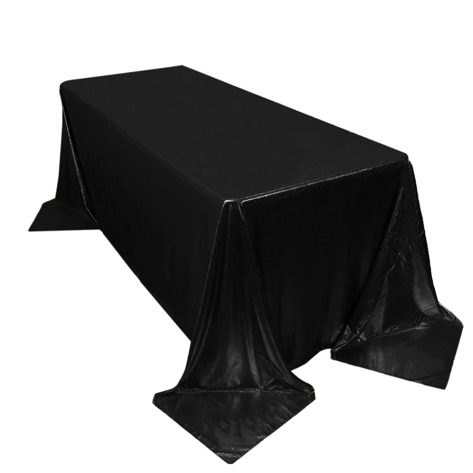 Sequin Dots Polyester 90"x132" Rectangle Tablecloth Shimmering Black - Seamless, Glittering & Wrinkle Free Table Cover Tablecloths HIER_2122