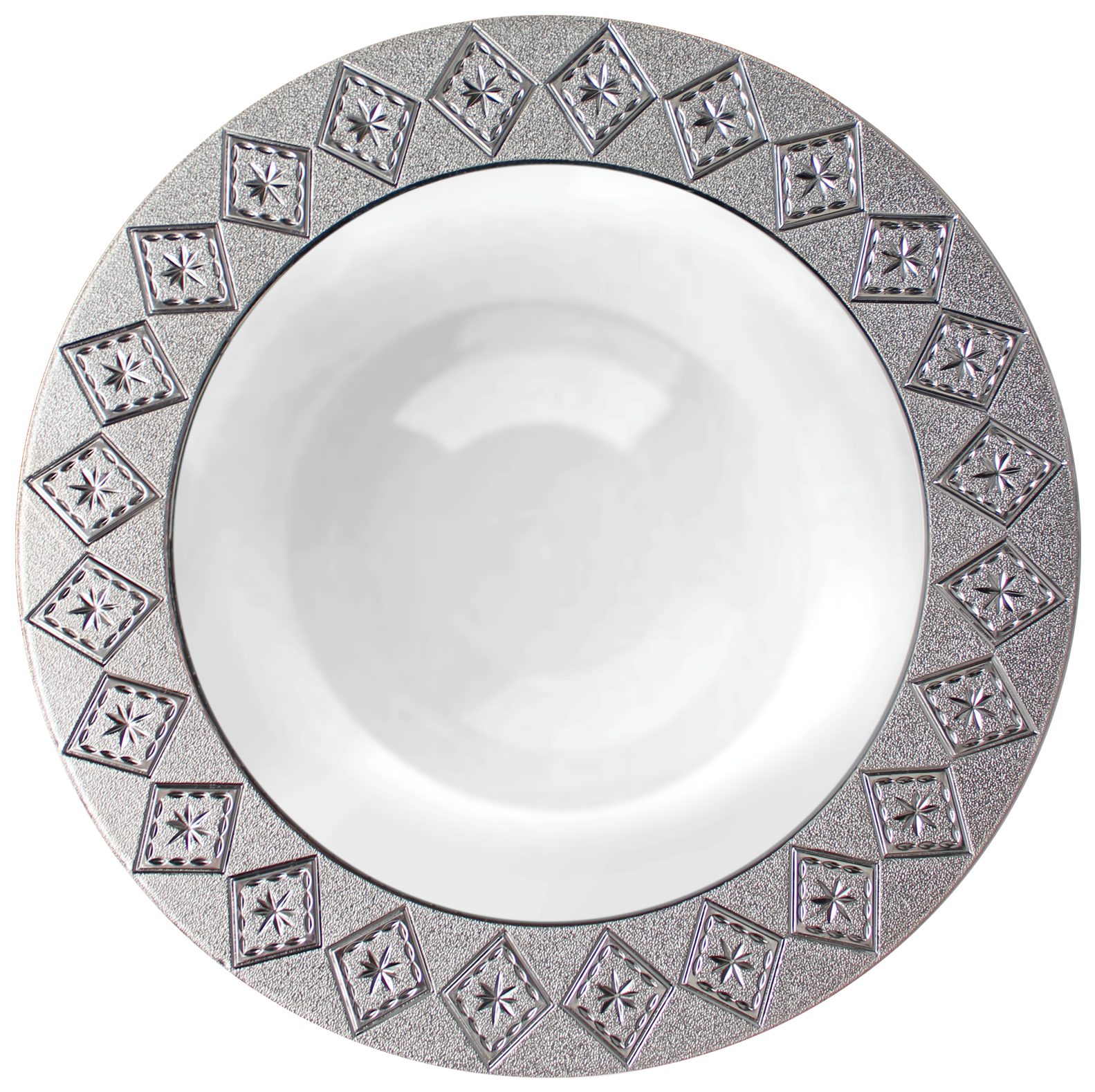 White and Silver Round Plastic Plates - Imperial