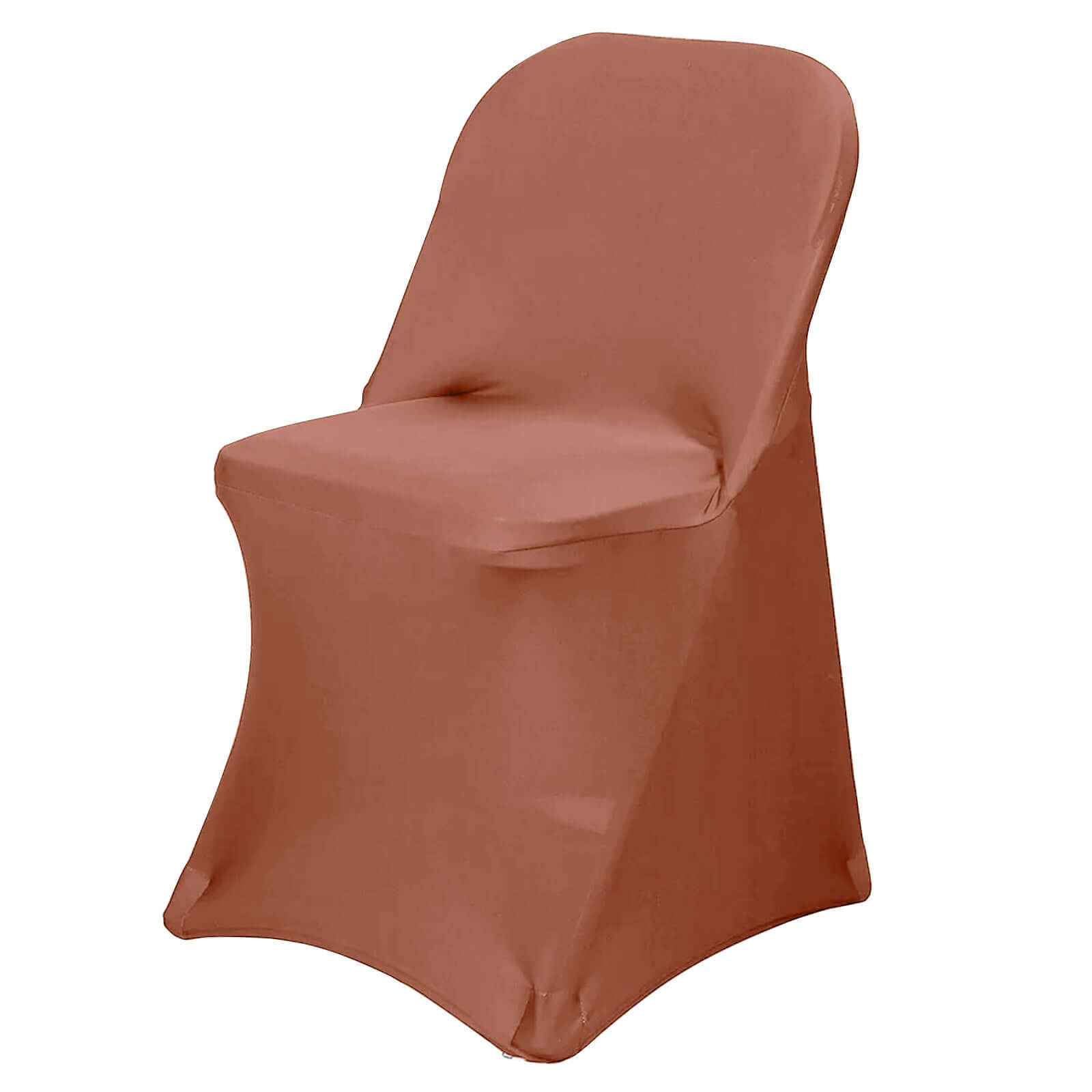 Stretch Spandex Chair Cover Terracotta (Rust) for Folding Chairs - Reusable & Wrinkle-Resistant 160GSM Fitted Slipcover Chair Covers HIER_3221