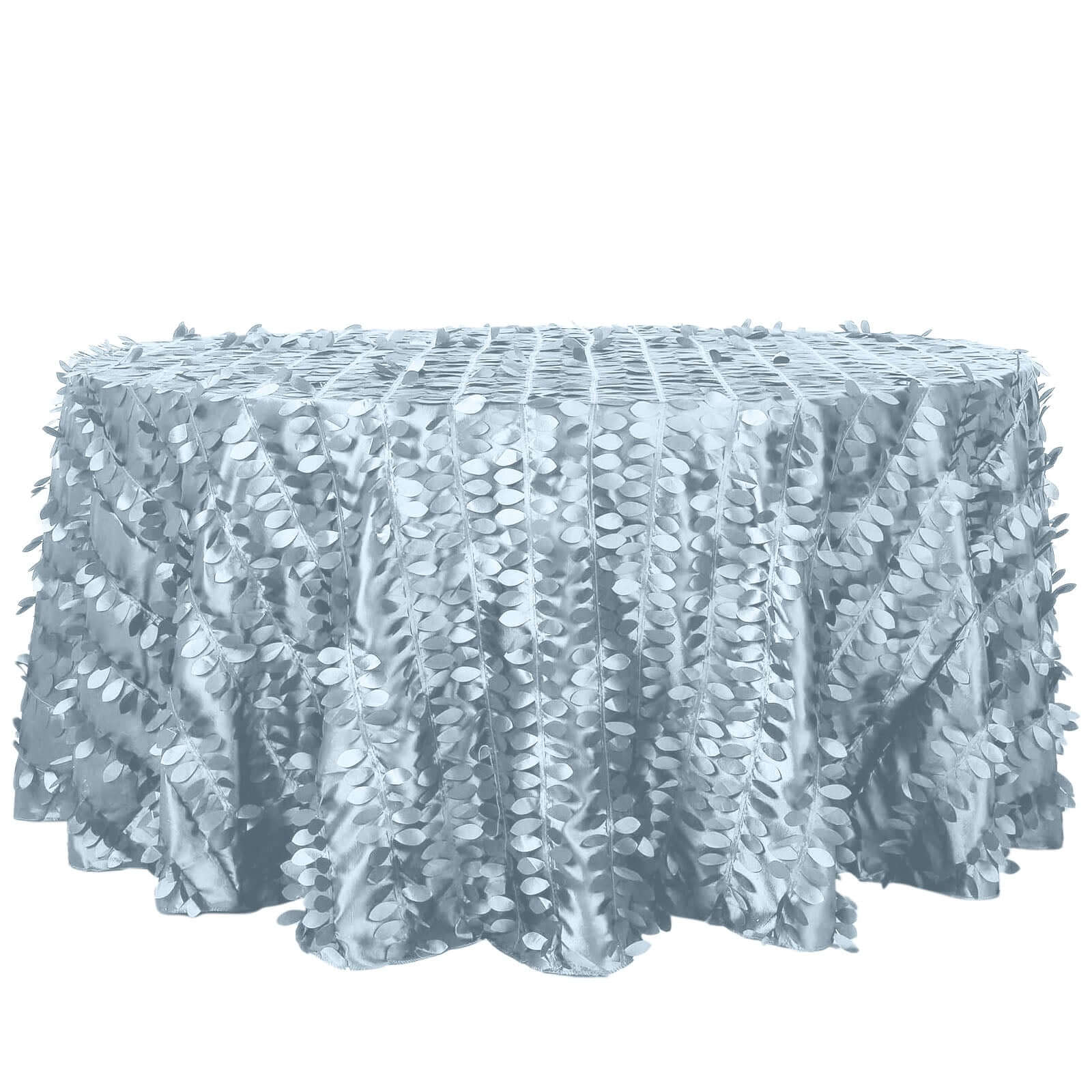 Taffeta 120" Round Tablecloth Dusty Blue | 3D Leaf Petal Design Seamless Table Cover Tablecloths HIER_2172
