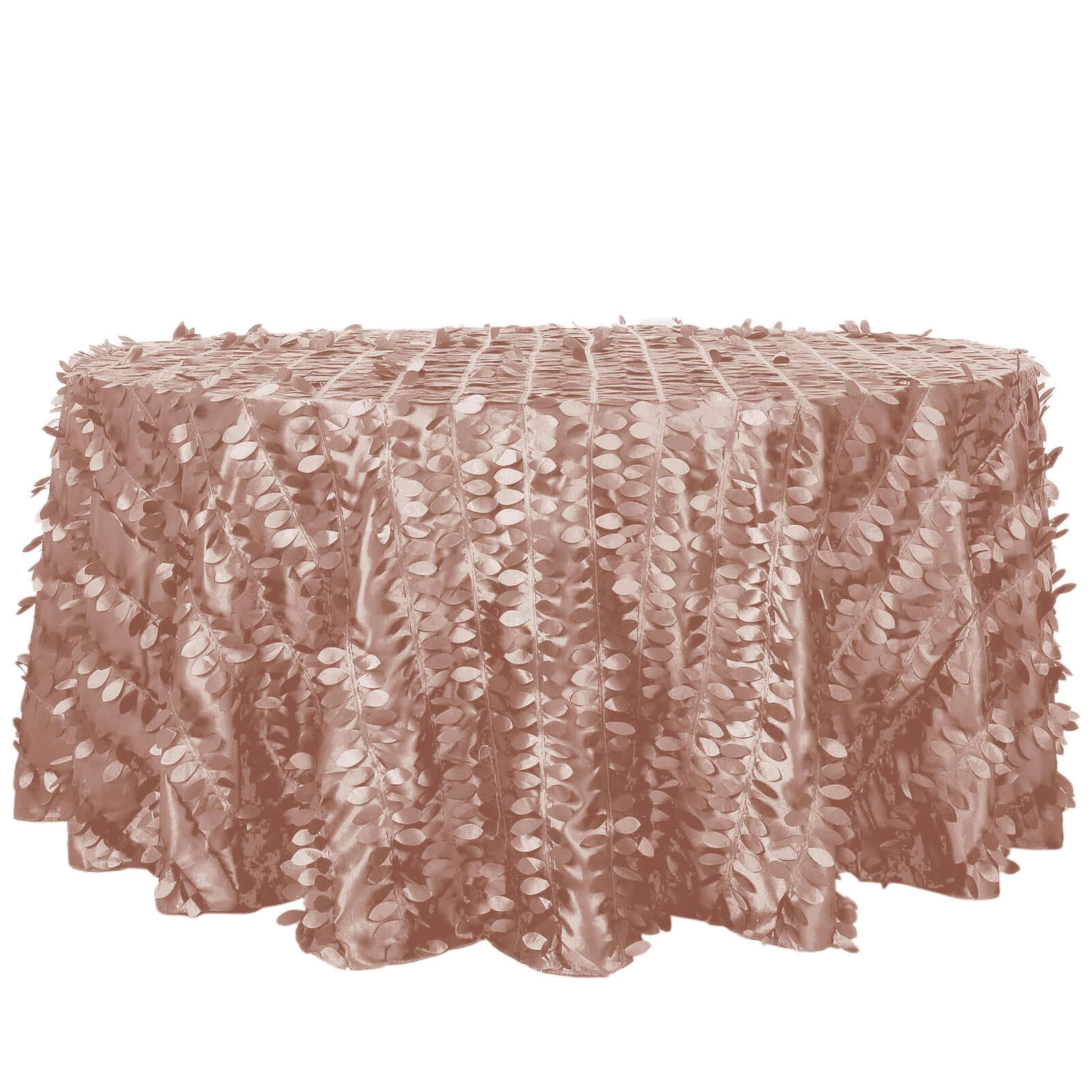 Taffeta 120" Round Tablecloth Dusty Rose | 3D Leaf Petal Design Seamless Table Cover Tablecloths HIER_2172