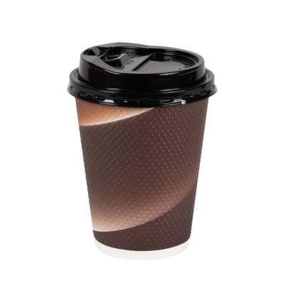 Insulated Textured Paper Coffee Cups with Lids