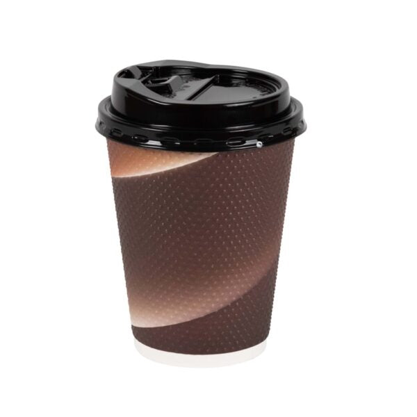Insulated Textured Paper Coffee Cups with Lids