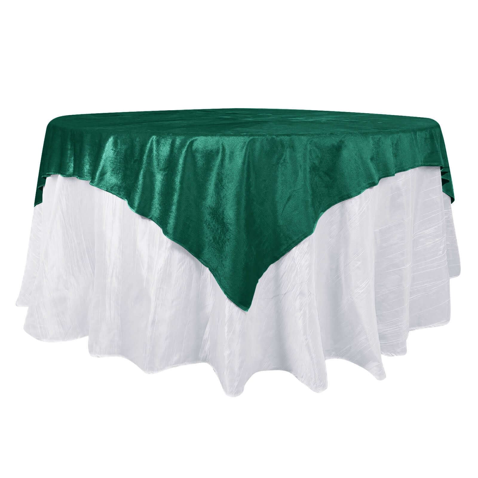 Velvet 72"x72" Table Overlay Square Tablecloth Hunter Emerald Green - Premium Soft Finish Table Topper Overlays HIER_2160