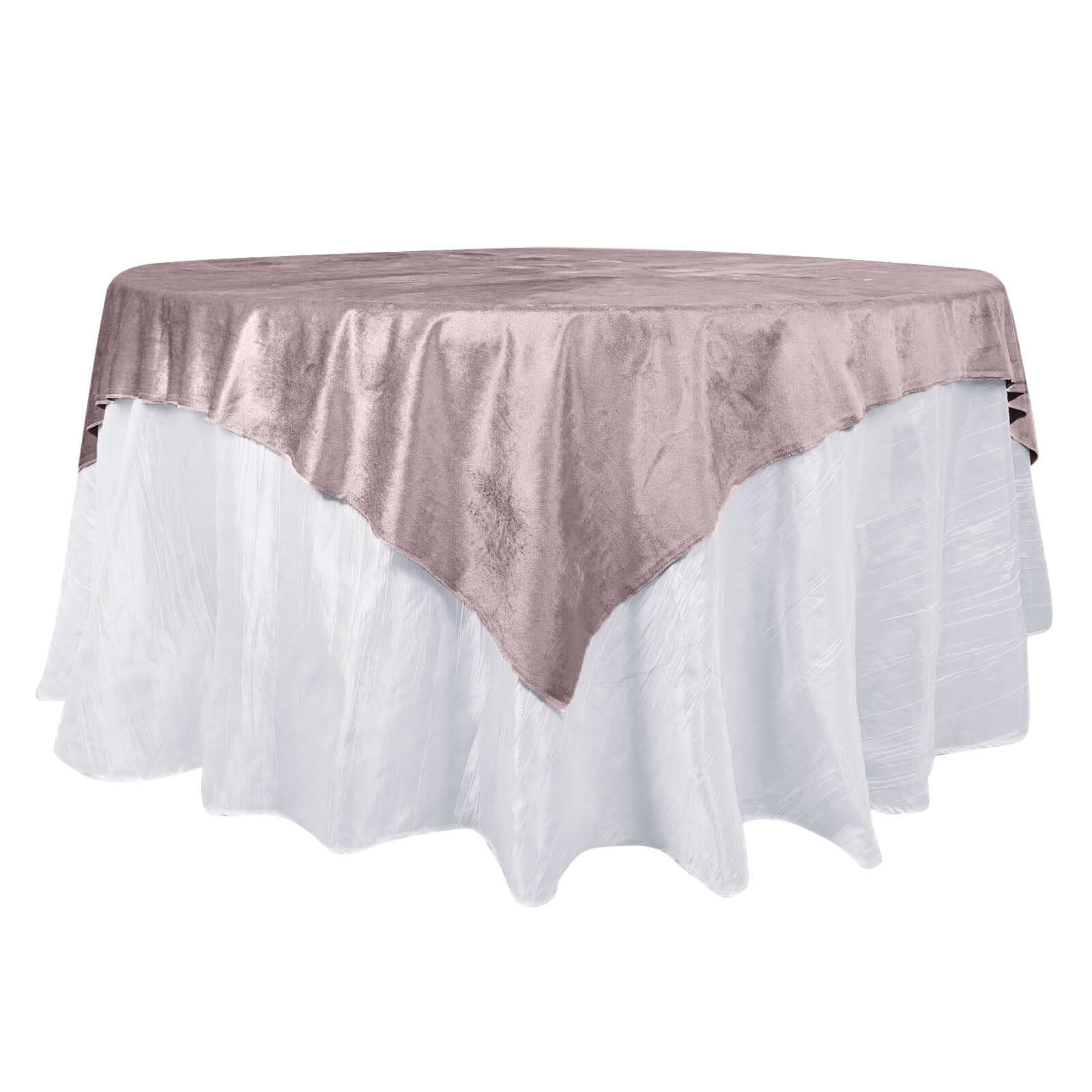 Velvet 72"x72" Table Overlay Square Tablecloth Mauve - Premium Soft Finish Table Topper Overlays HIER_2160